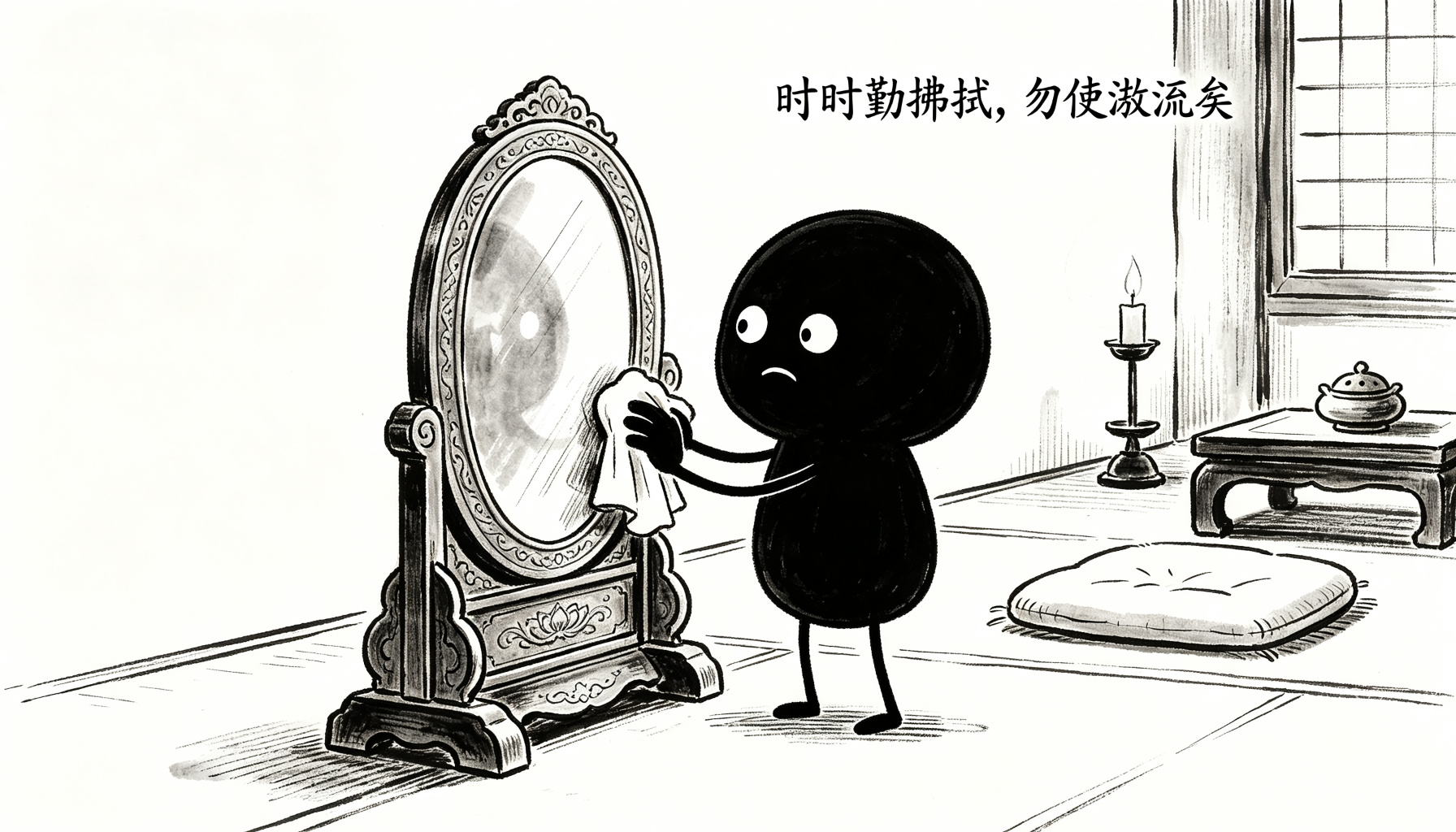 时时勤拂拭，勿使惹尘埃